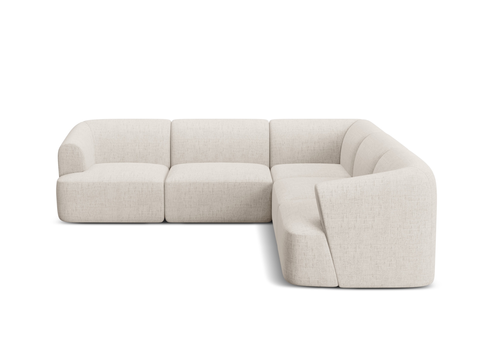 Cosmopolitan Design Symmetrisches Ecksofa Campi 6-Sitzer Strukturierter Stoff Moly Helles Beige