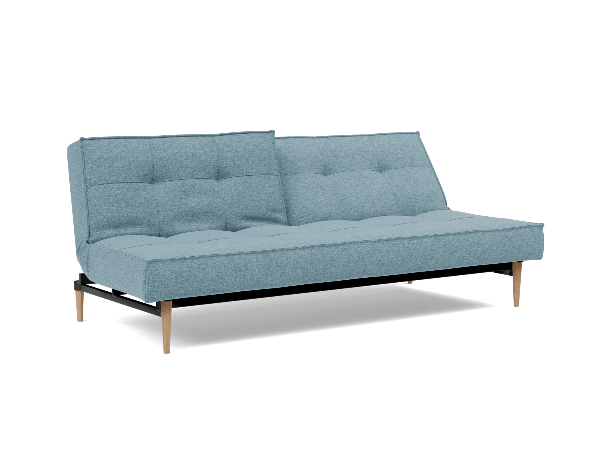 Schlafsofa Splitback Flachgewebe Mixed Dance 525-Light-Blue Beine Styletto Eiche hell