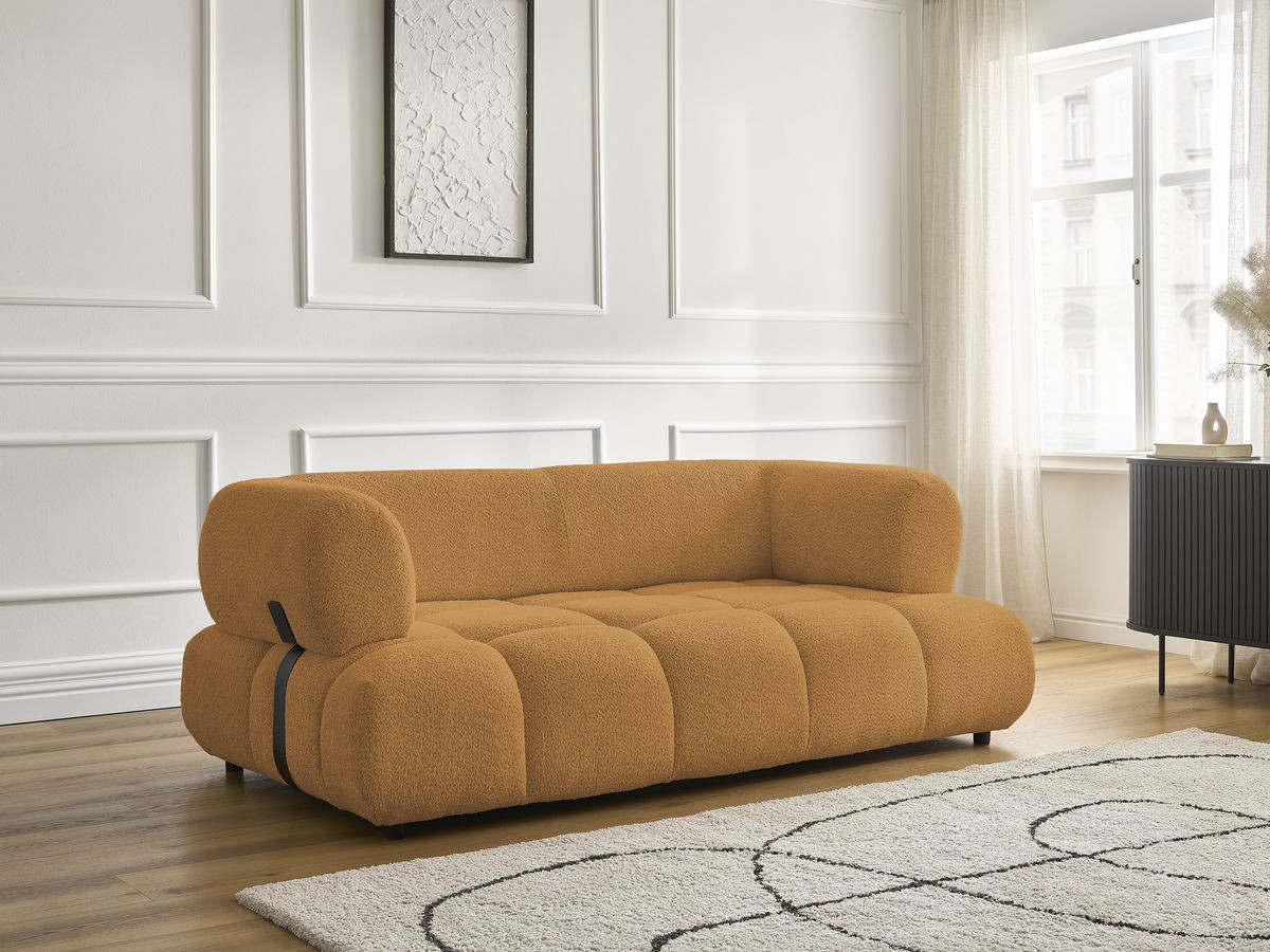 Bobochic Alya Sofa 2-Sitzer Bouclé-Stoff Gelb