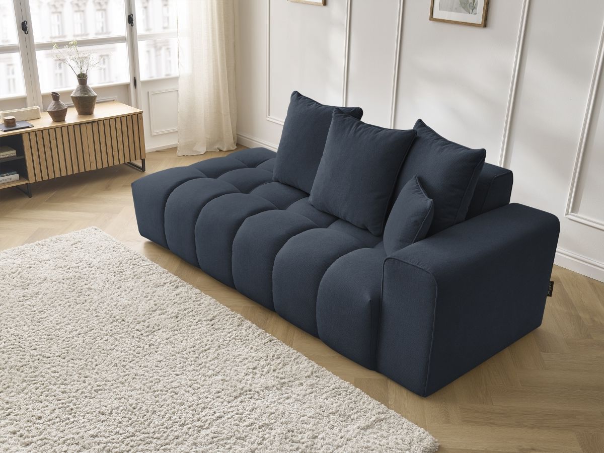 Bobochic Mont-blanc Sofa 4-Sitzer Melange-Stoff Dunkelblau Armlehne rechts