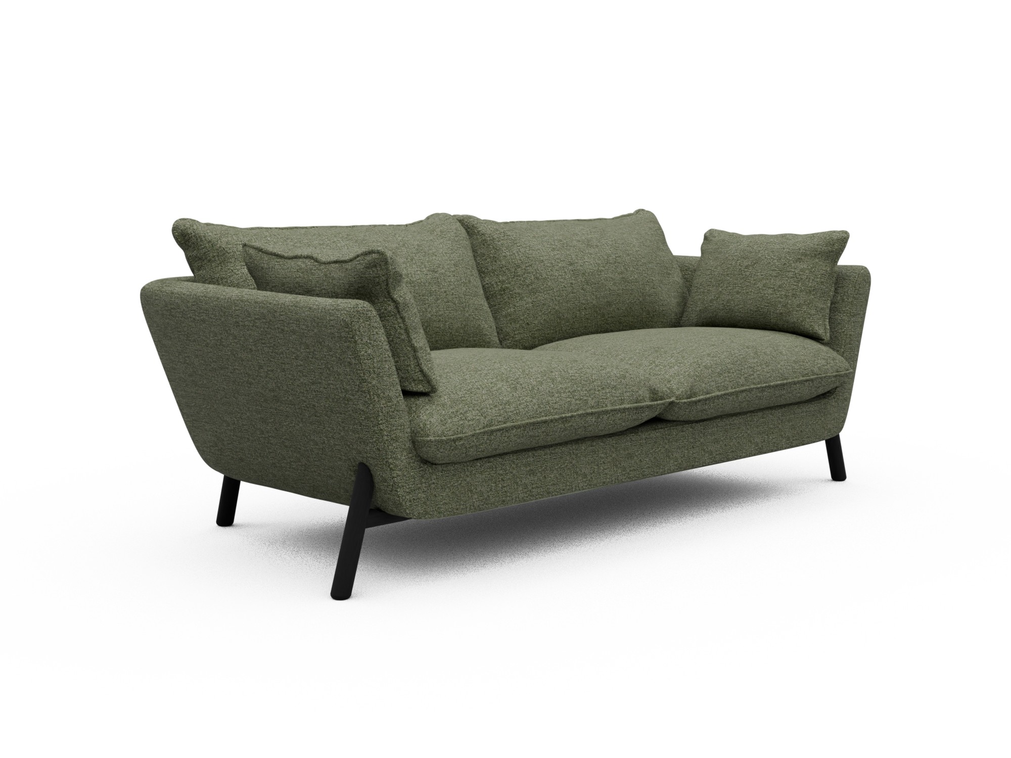 Skandi Home Sofa Emil Soft 2-Sitzer Beinfarbe Eiche Schwarz Carreno-Vivid-Green moebelfaktor