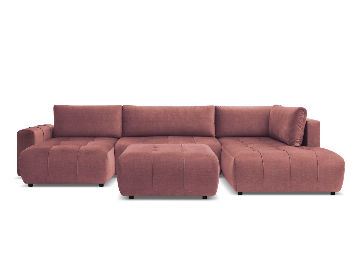 Bobochic Arsene Wohnlandschaft mit Pouf Samt Orange Ecke links