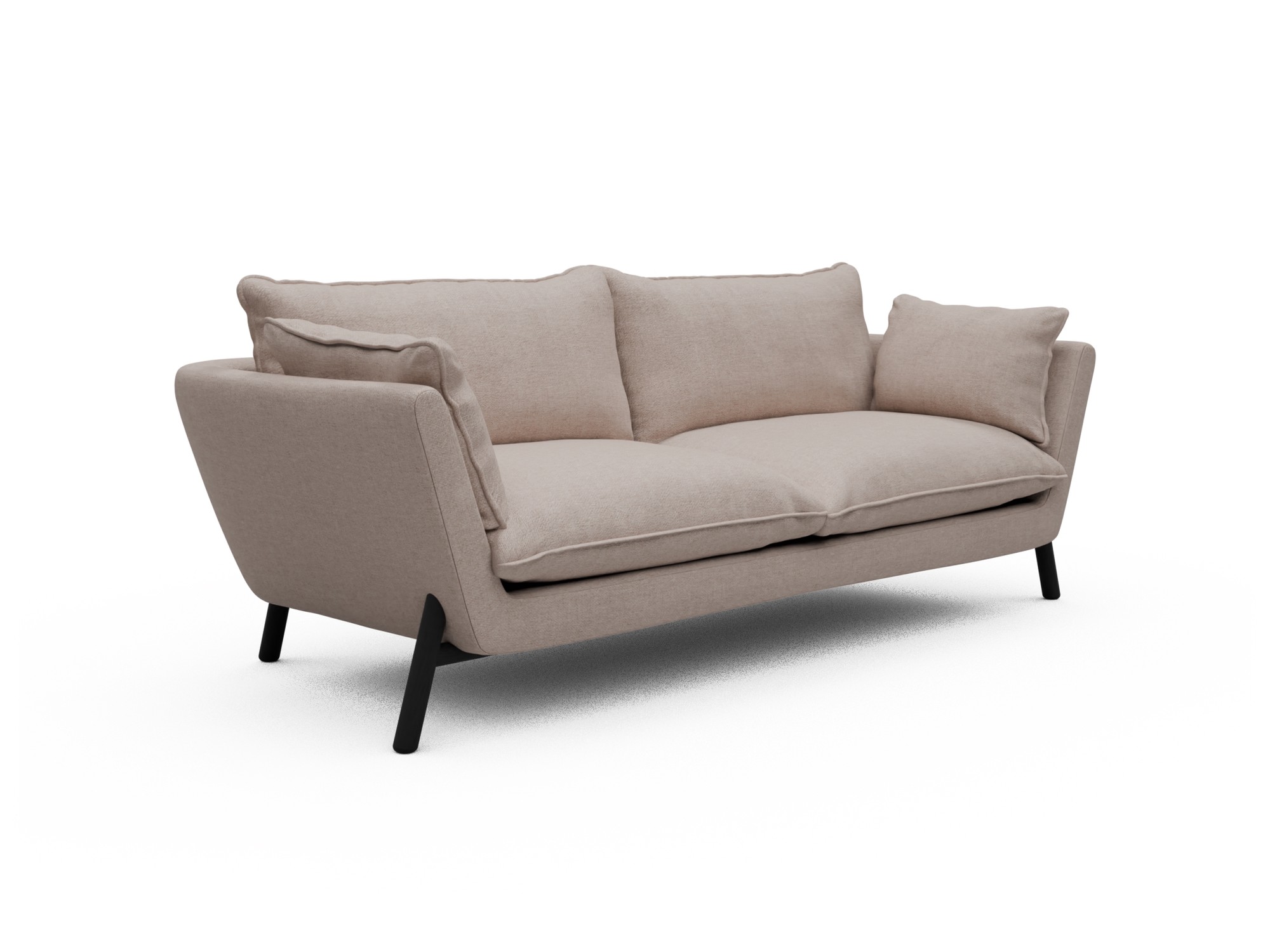 Skandi Home Sofa Emil Soft 3-Sitzer Beinfarbe Eiche Schwarz Weda-Sand moebelfaktor