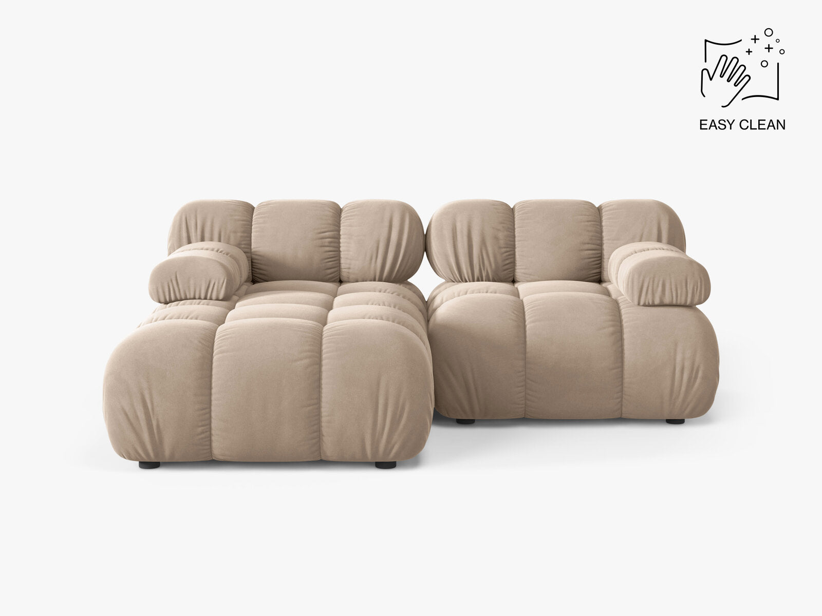 Micadoni Modulares Ecksofa Bellis 3-Sitzer Links Samt Venus Beige