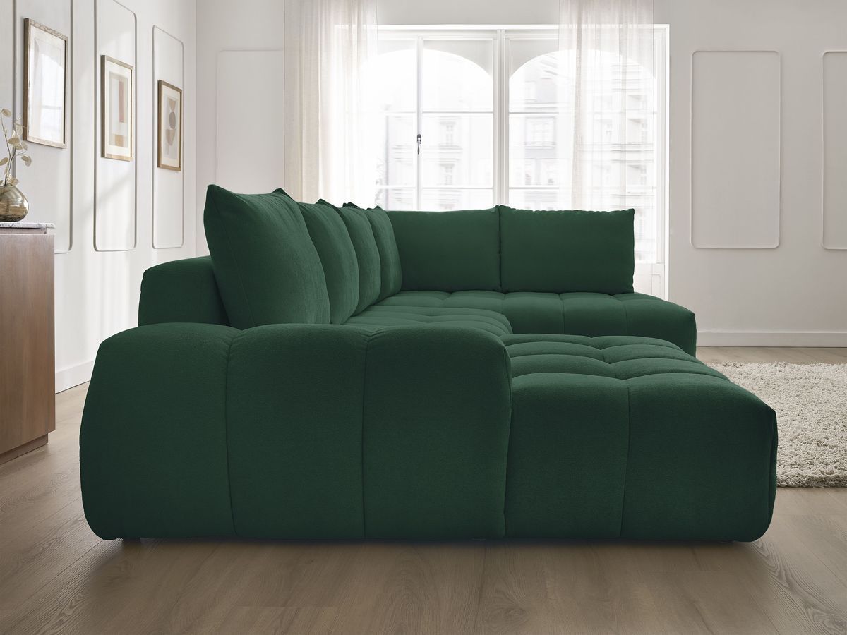 Bobochic Everest Wohnlandschaft, 6 Kissen Strukturstoff Grün Ecke links