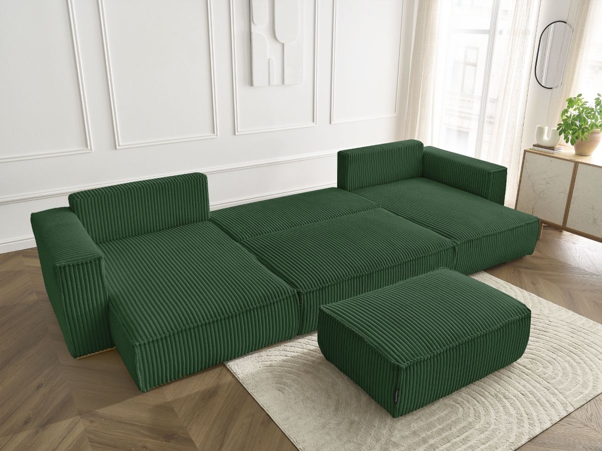 Bobochic Chelsea Wohnlandschaft mit Pouf Breitcord weich Grün