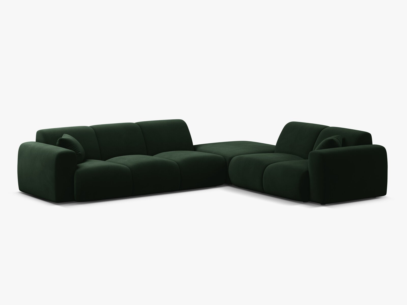Micadoni Ecksofa Molino 6-Sitzer Rechts Samt Casino Flaschengrün