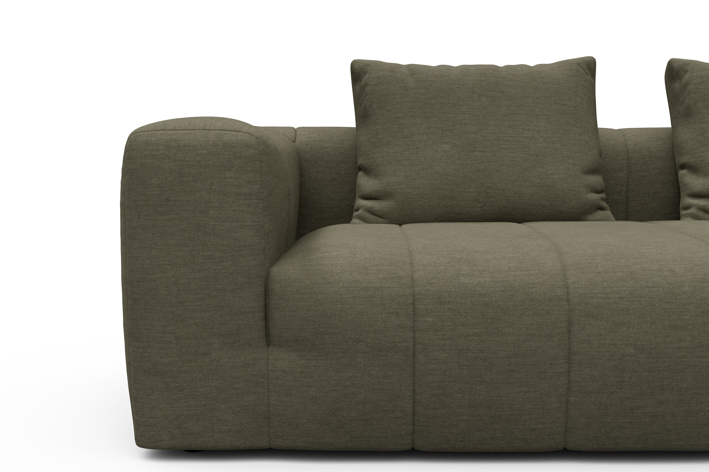 Ecksofa Hugo 2x 2,5-Sitzer Armlehne links Vivus-Dusty-Olive