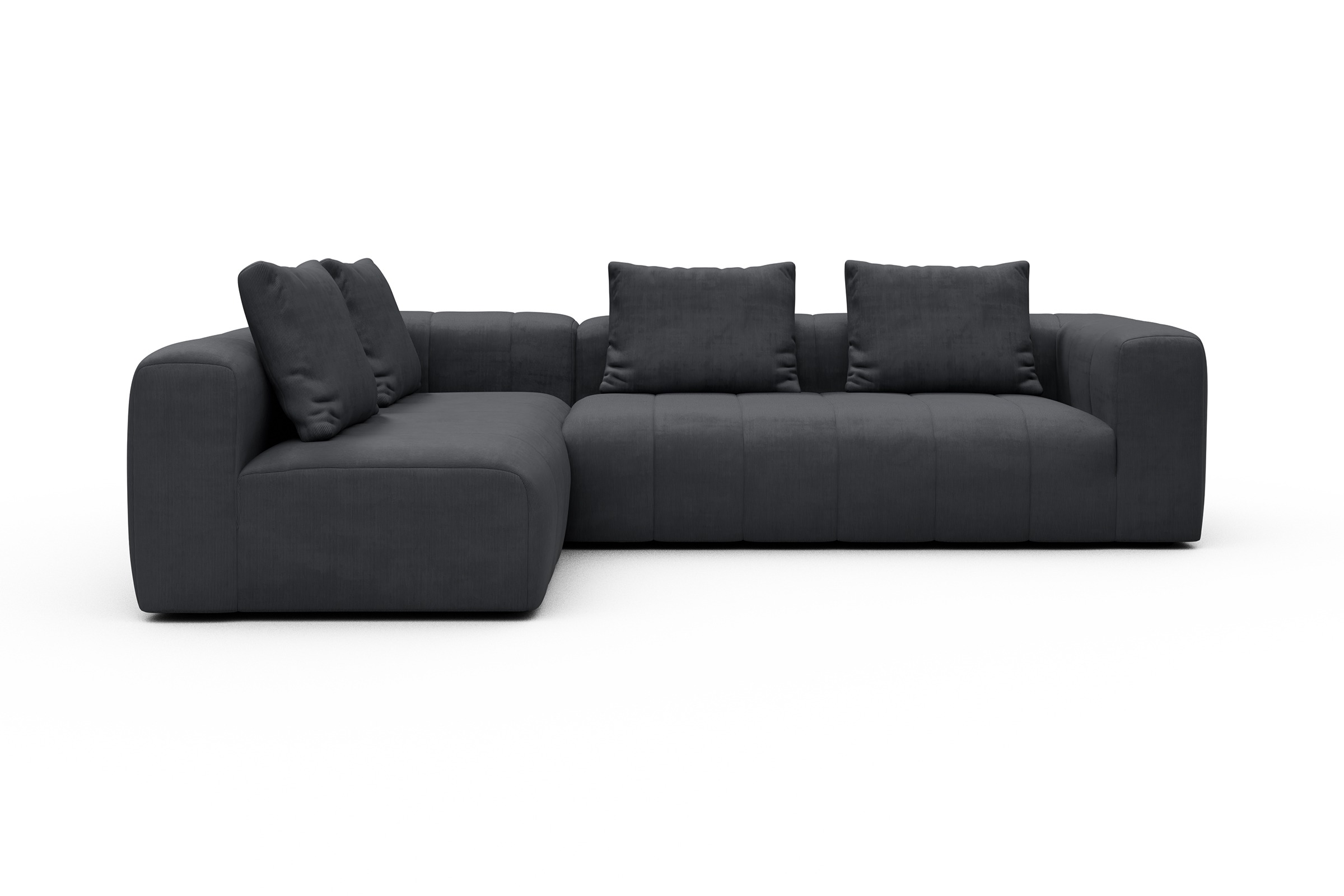 Ecksofa Hugo 2x 2,5-Sitzer Armlehne rechts Cordufine-Slate-Grey