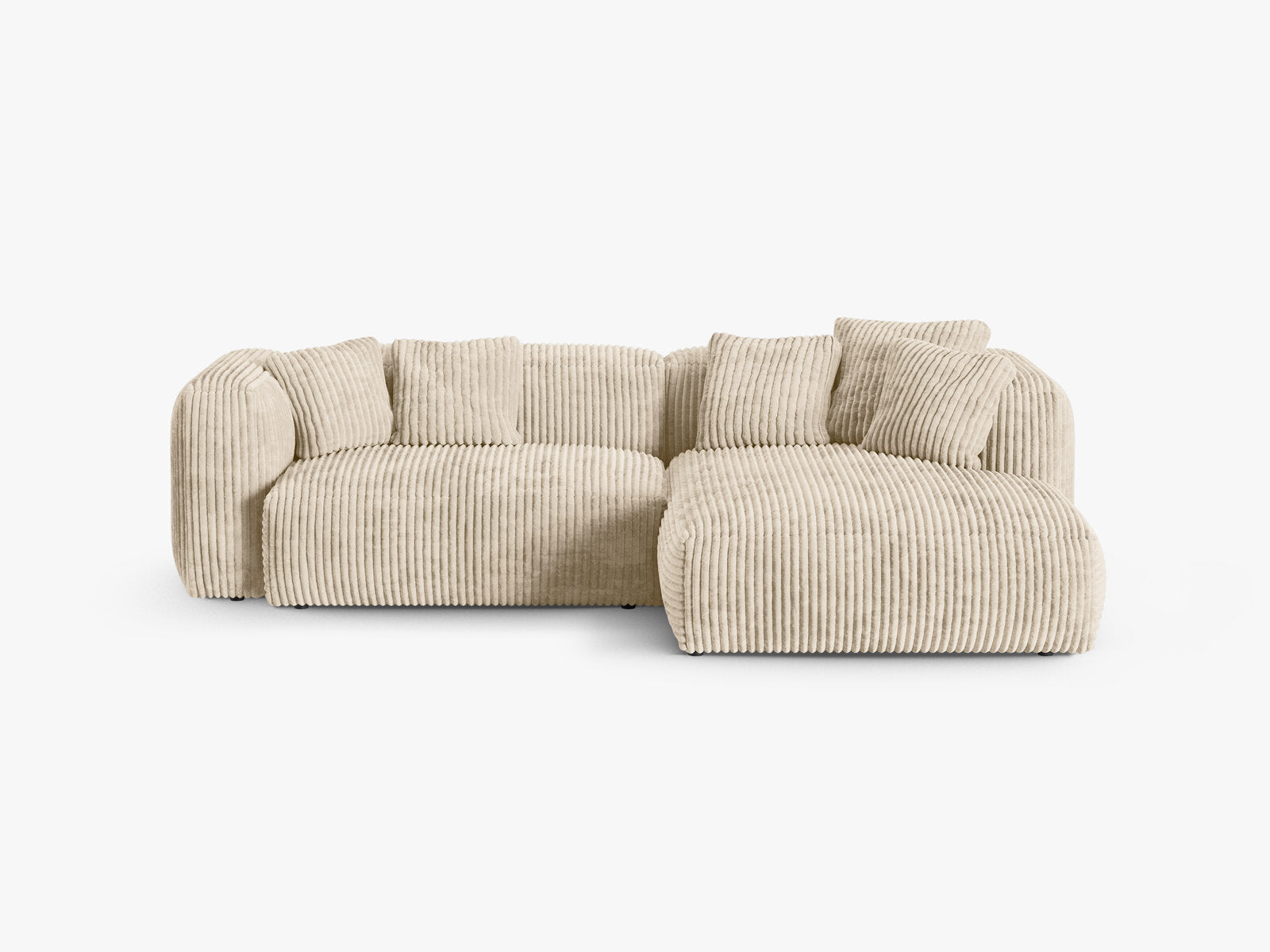 Micadoni Ecksofa Martina 2-Sitzer 90cm Sitztiefe Rechts Kord Tilia Helles Beige