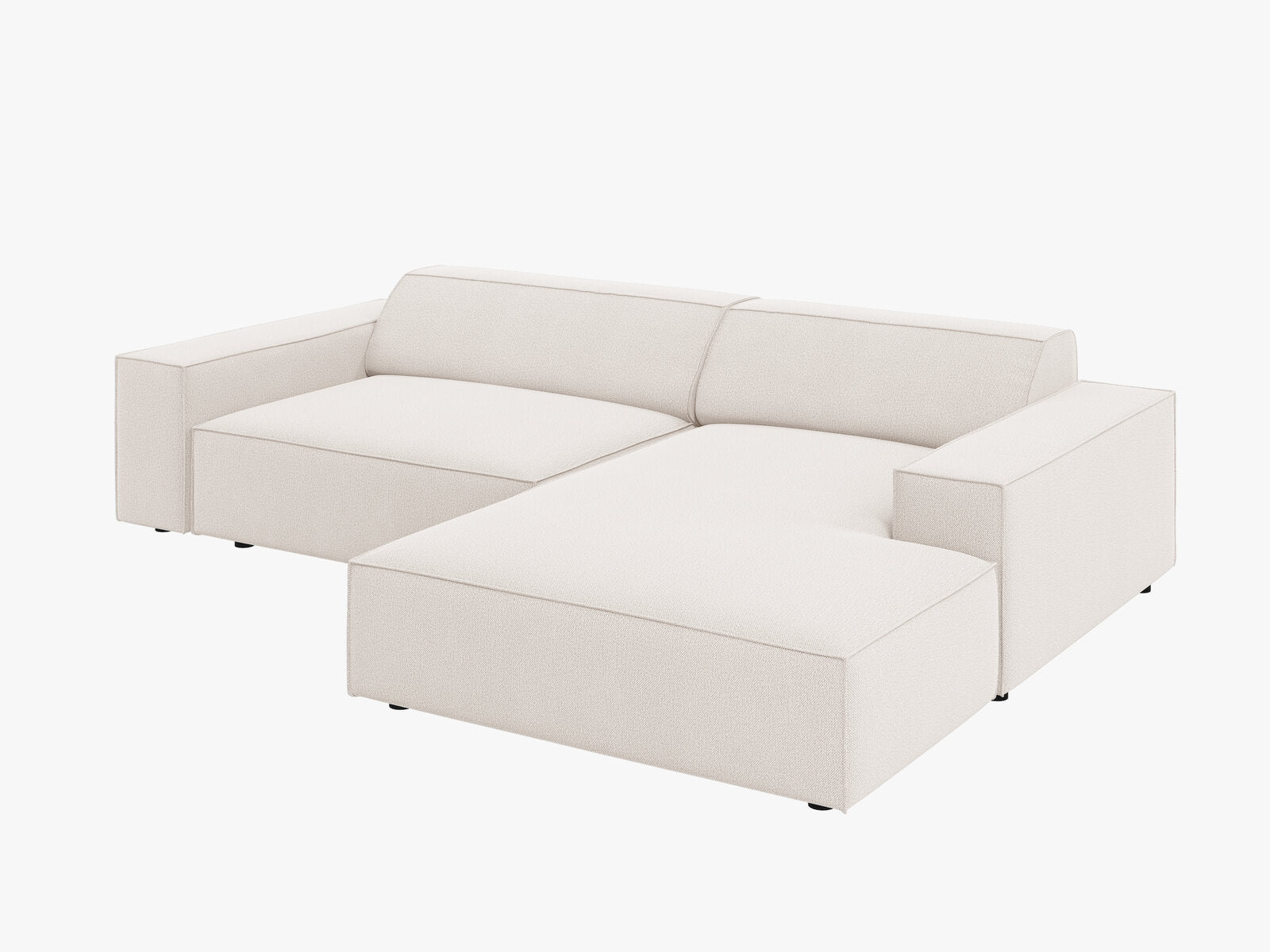 Micadoni Ecksofa Jodie 3-Sitzer Rechts Strukturierter Stoff Megan Helles Beige