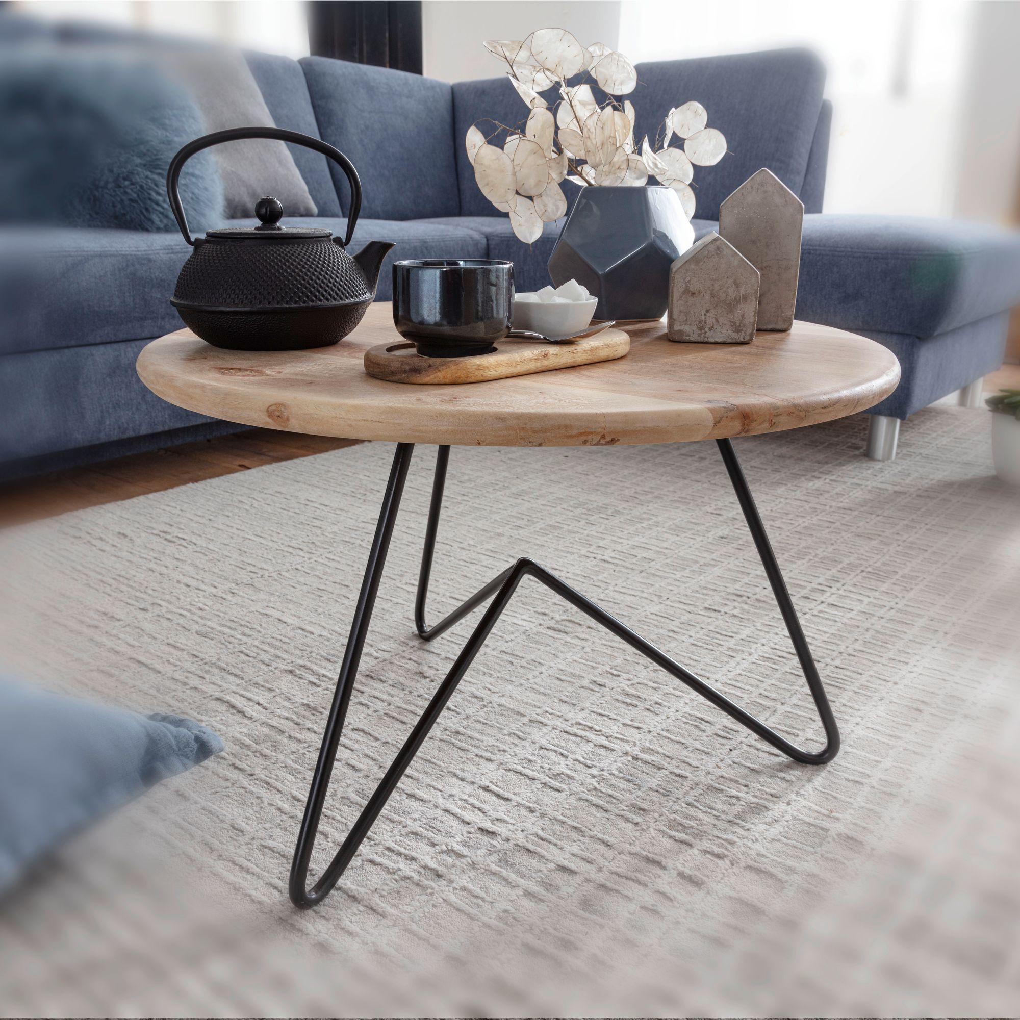 Couchtisch Martofte Akazie Massivholz Ø 60 cm