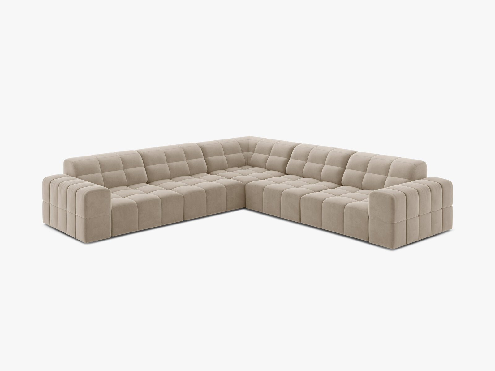Micadoni Jennifer Modulares Ecksofa 7-Sitzer Samt Bluvel Dunkelbeige