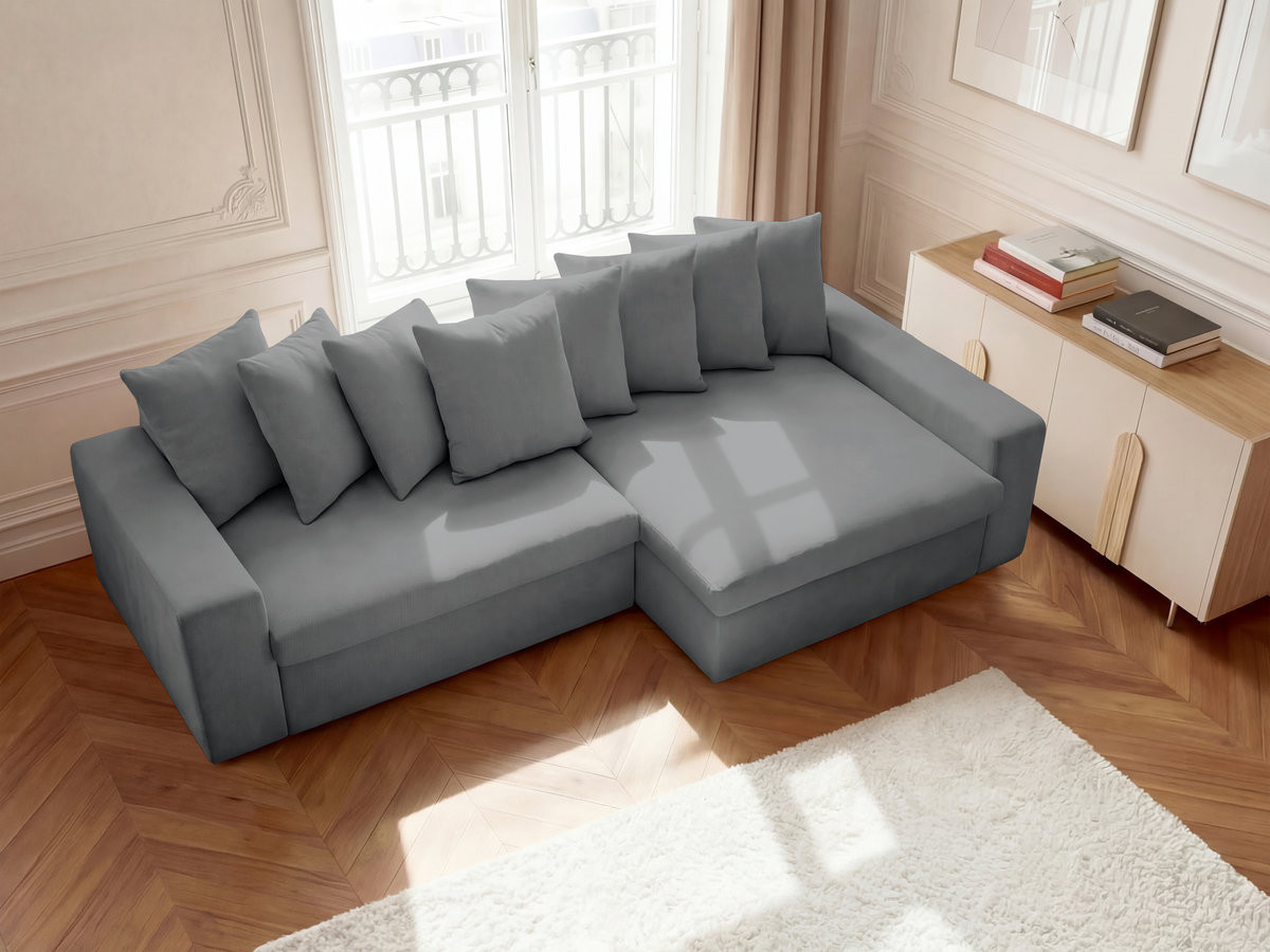Bobochic Enore Ecksofa 330 × 100 cm Stoff Dunkelgrau Ecke rechts