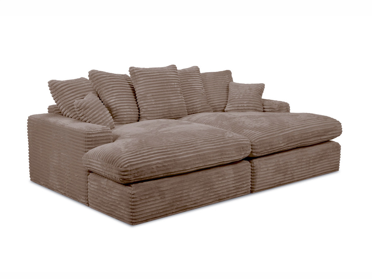 Bobochic Nevada Sofa 3-Sitzer 226 × 150 cm Breitcord weich Taupe