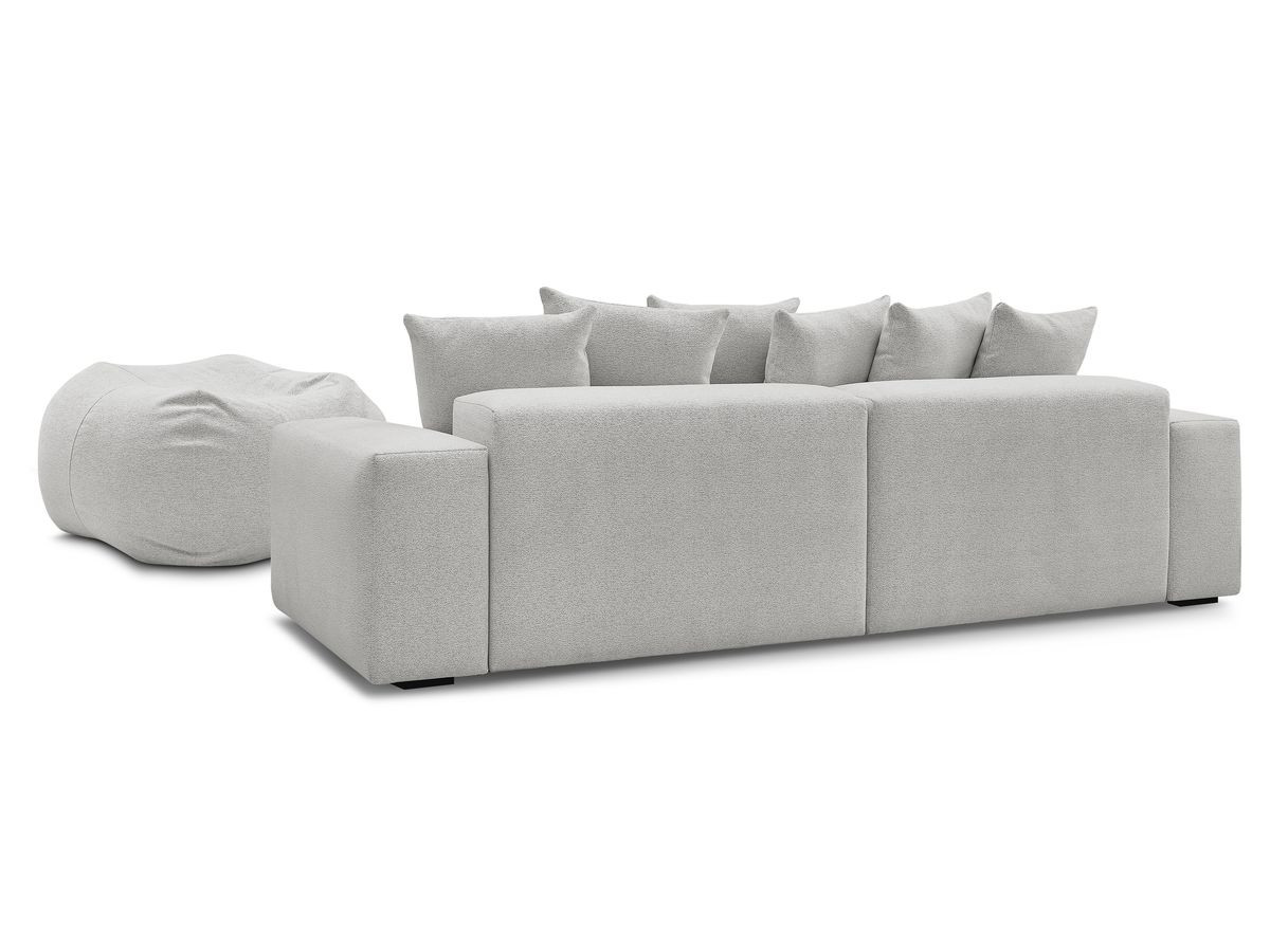 Bobochic Voltaire Sofa 5-Sitzer mit Pouf Melange-Stoff Hellgrau