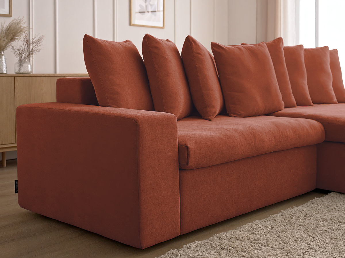 Bobochic Enore Ecksofa 330 × 100 cm Stoff Rot Ecke rechts