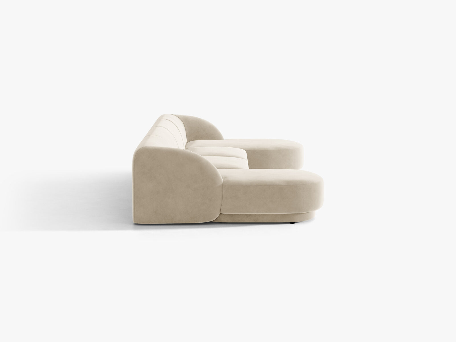 Micadoni Panorama-Sofa Miley 5-Sitzer Samt Bluvel Dunkelbeige