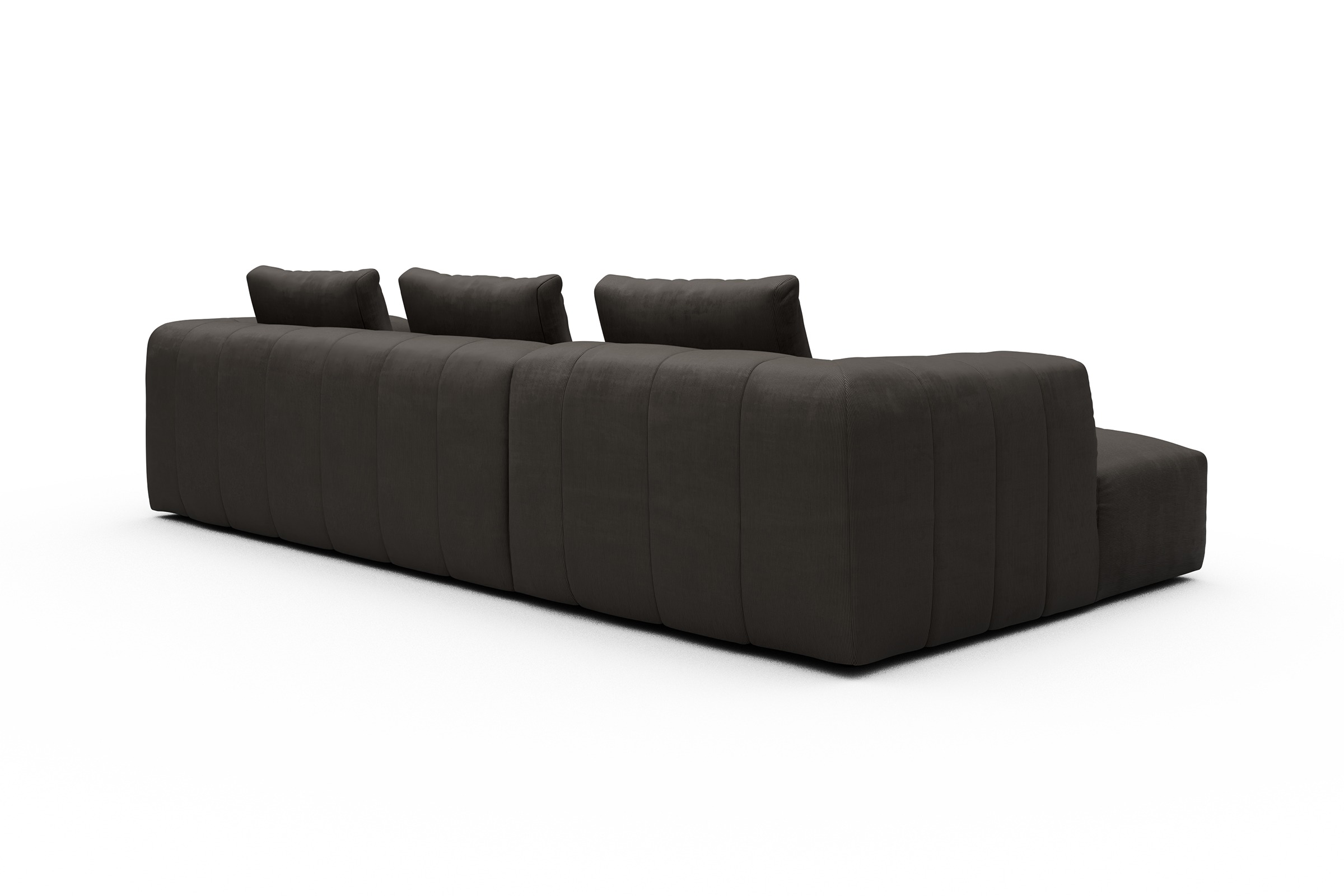 Ecksofa Hugo 2,5-Sitzer Armlehne rechts mit Chaiselongue Cordufine-Taupe