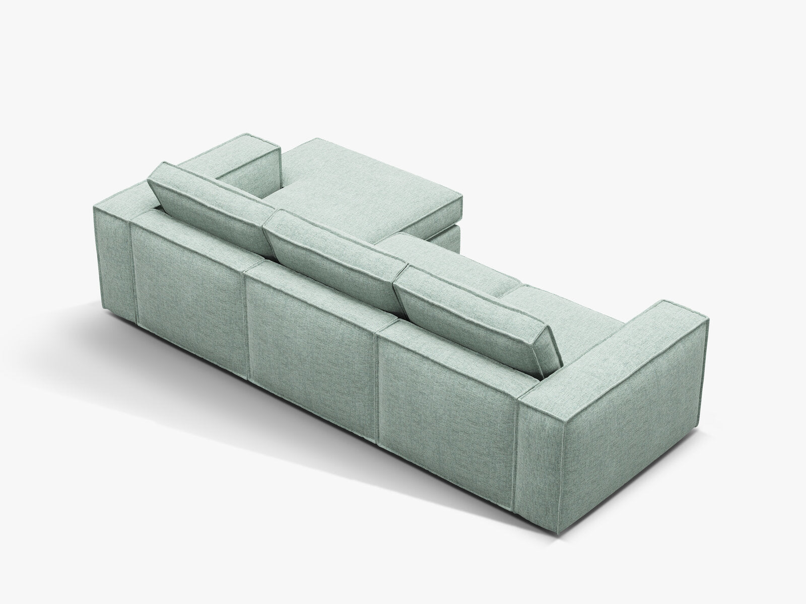 Micadoni modulares Ecksofa Pola 3-Sitzer Rechts Strukturierter Stoff Babel Minze