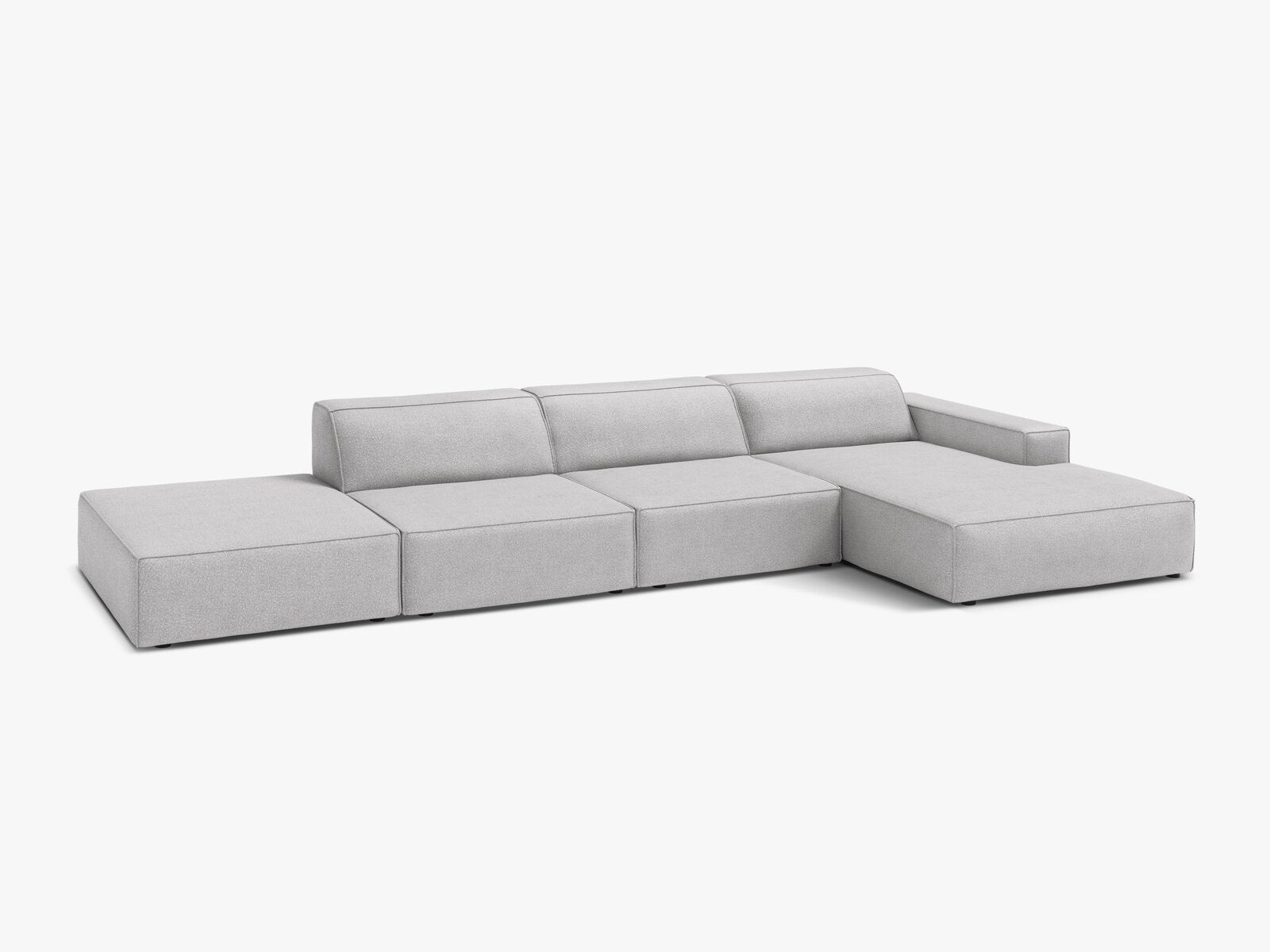 Micadoni Ecksofa Jodie 5-Sitzer Rechts Boucle Baloo Hellgrau