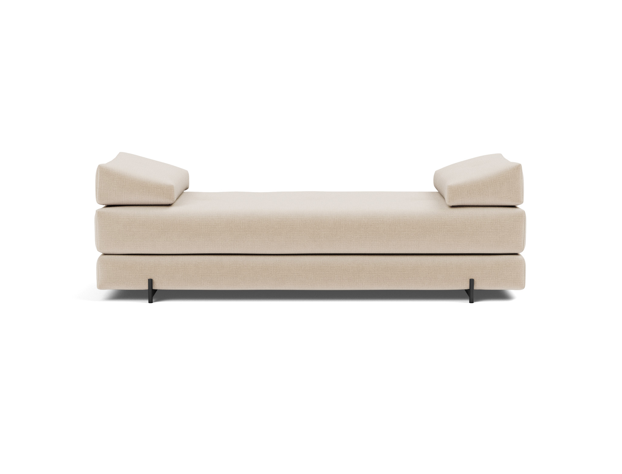Tagesbett Sigmund Chenille Esina 410-Almond-Beige Beine Indu schwarz