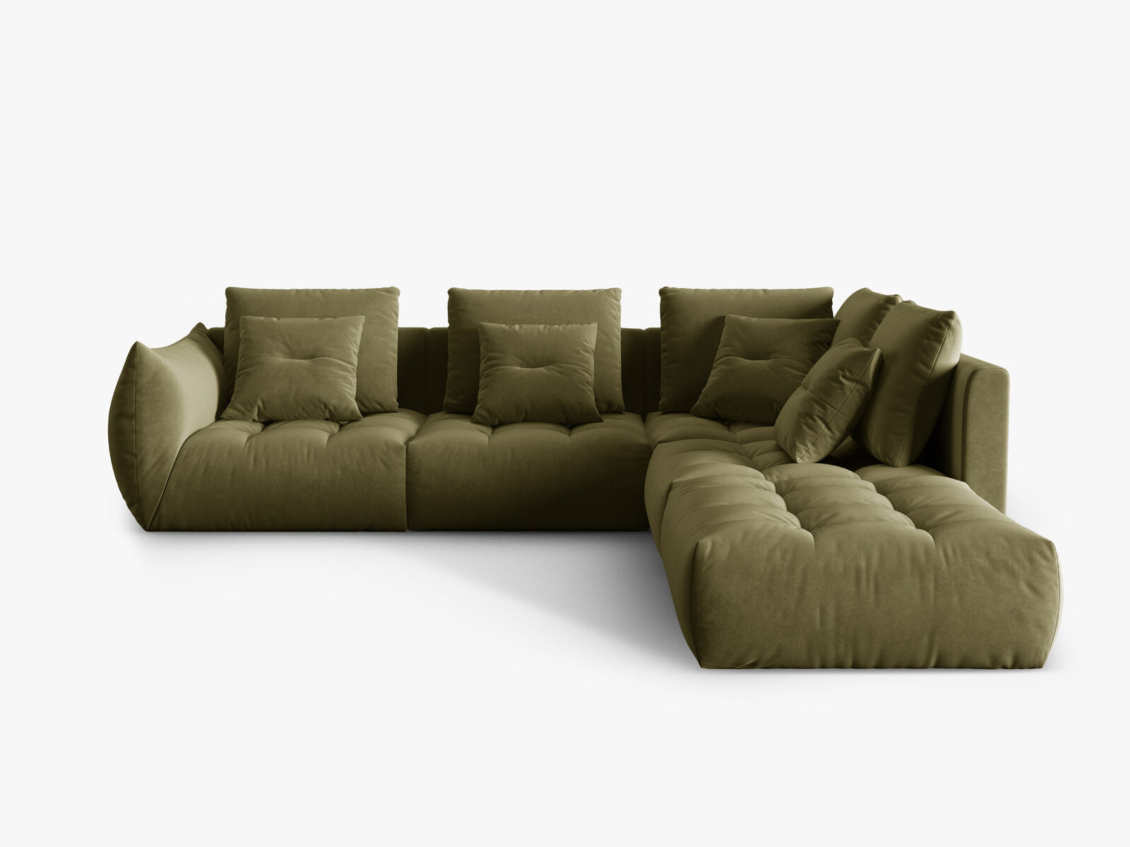 Micadoni Ecksofa Bloom 5-Sitzer Rechts Samt Hellgrün