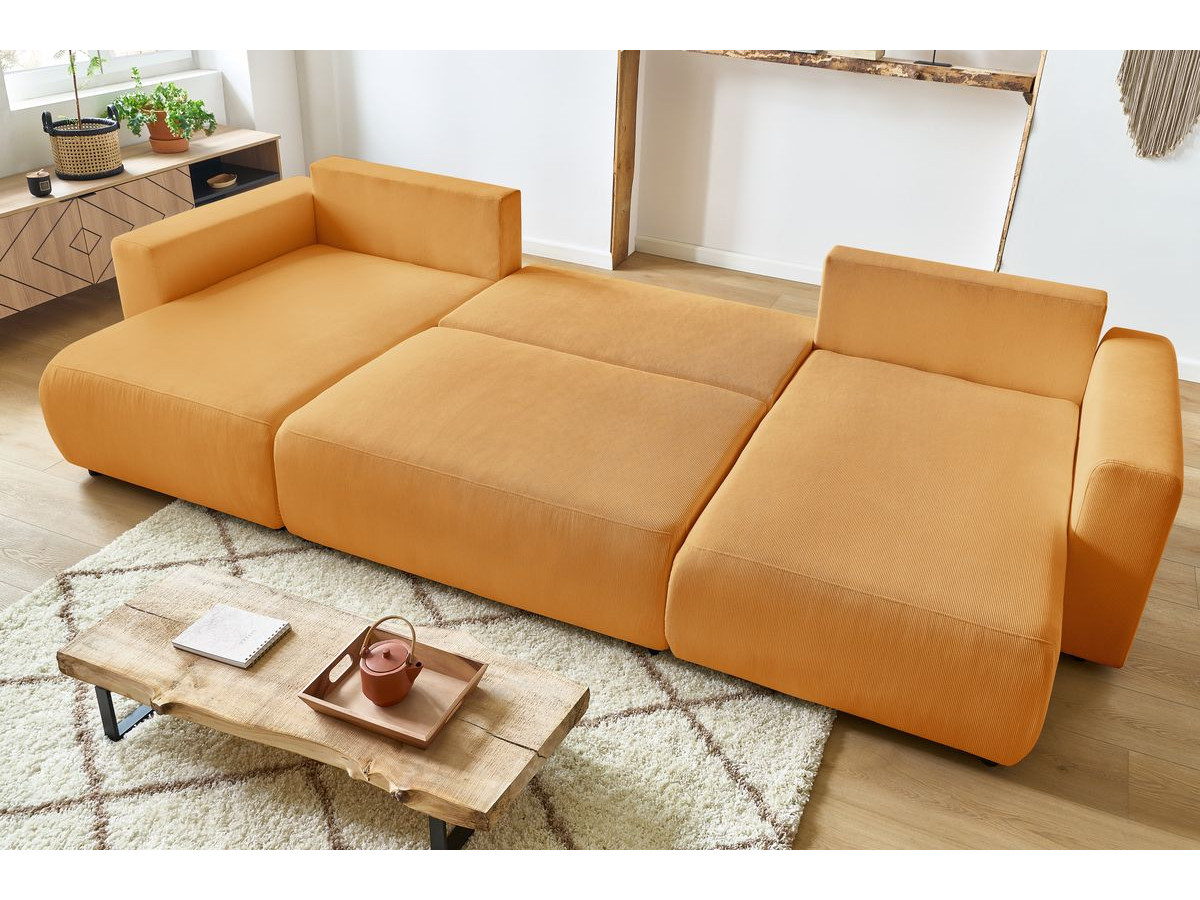 Bobochic Envy Wohnlandschaft mit Pouf Cordsamt Gelb