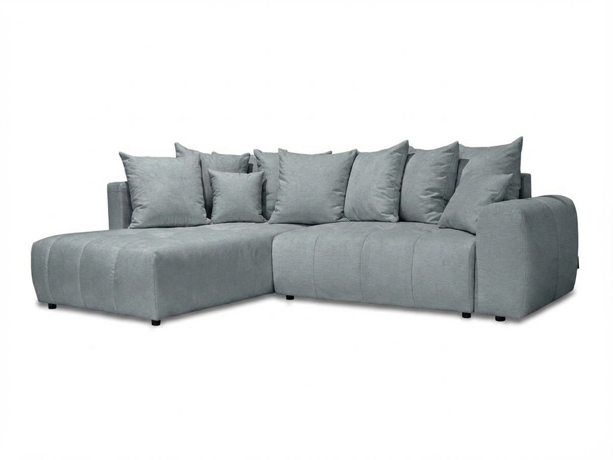 Bobochic Roxelane Ecksofa mit Schlaffunktion und Bettkasten Melange-Stoff Hellgrau Ecke links