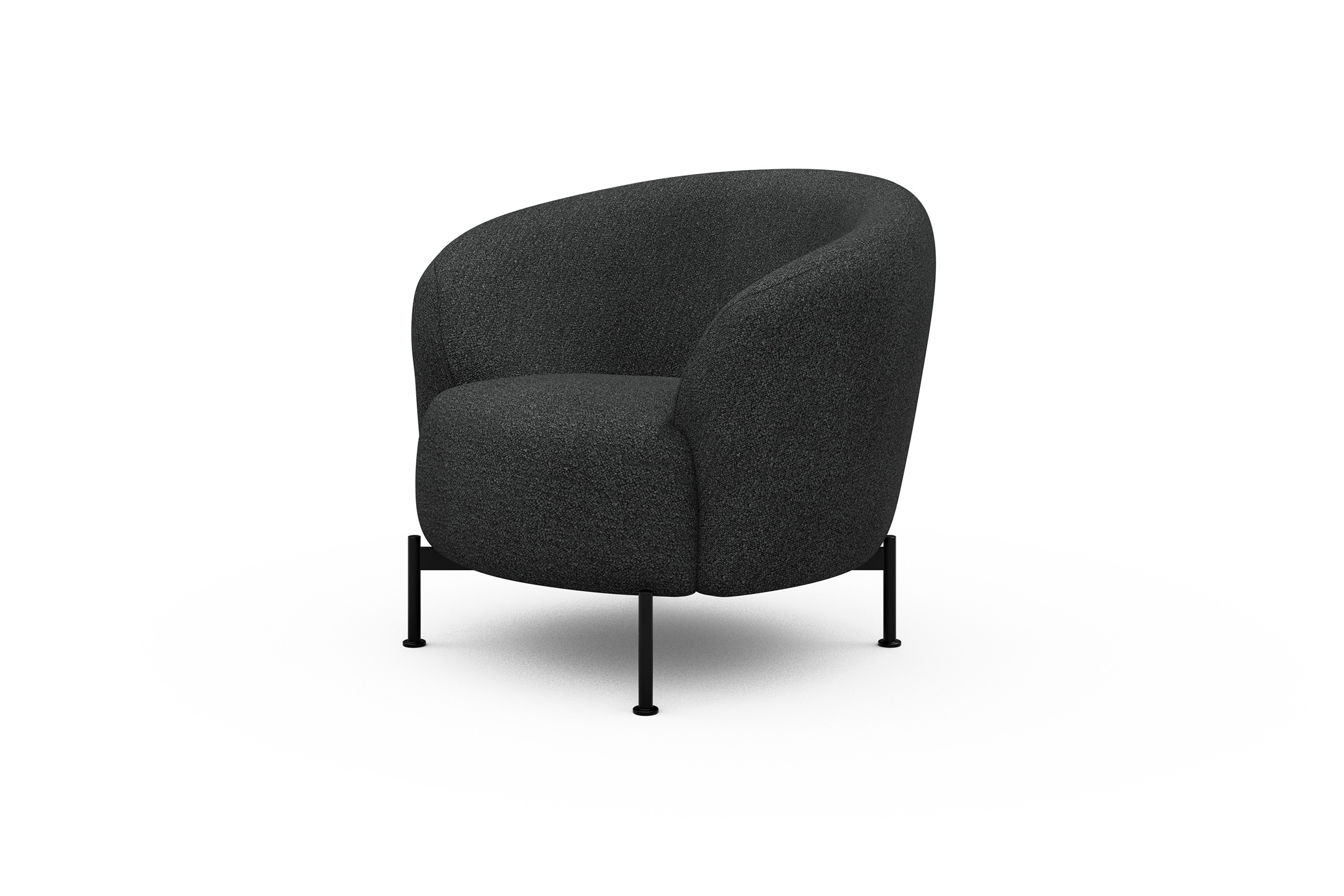 Sessel Ronda X-Metallgestell Schwarz Boucle-Charcoal