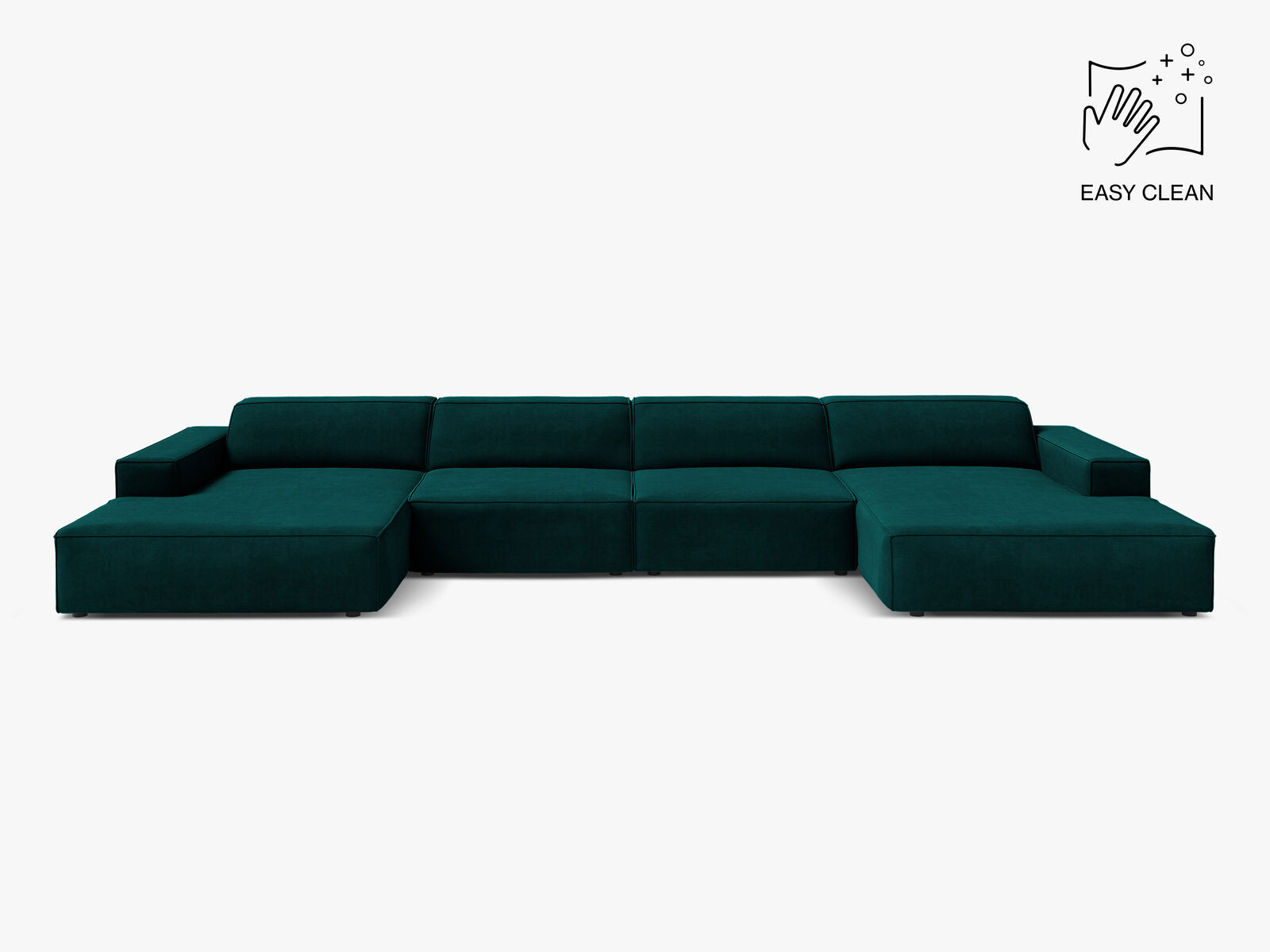 Micadoni Panorama-Sofa Jodie 6-Sitzer Samt Venus Dunkel Petrol