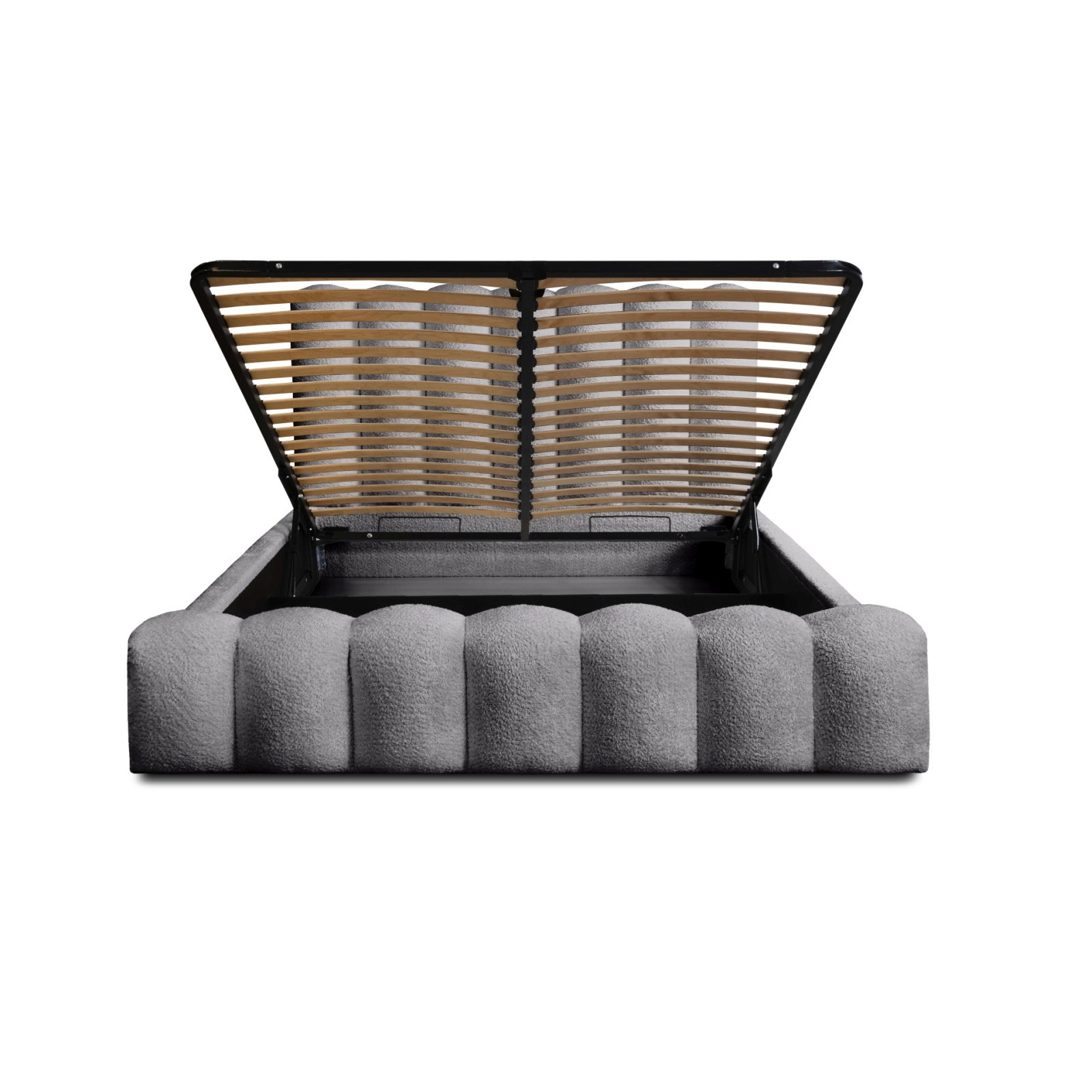 Polsterbett Laro Boucle 180x200 mit Metallrahmen Euphoria 19 Pewter