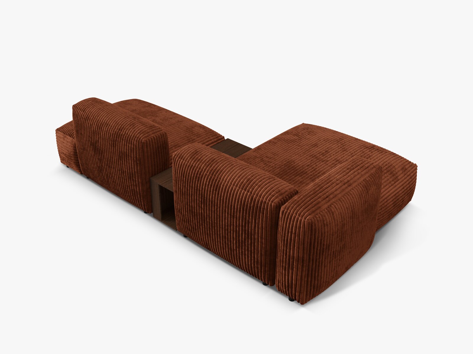 Micadoni Ecksofa Martina 2-Sitzer mit Couchtisch Links Kord Ziegel