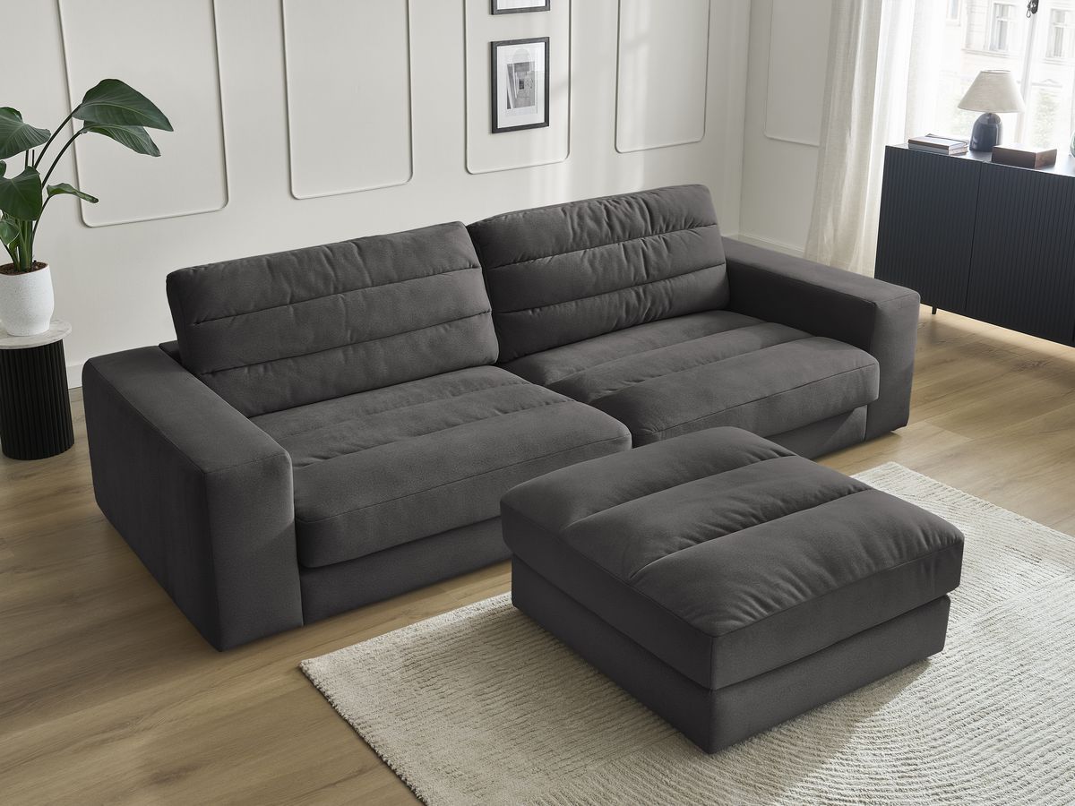 Bobochic Sierra Sofa 4-Sitzer mit Pouf Samt Schwarz