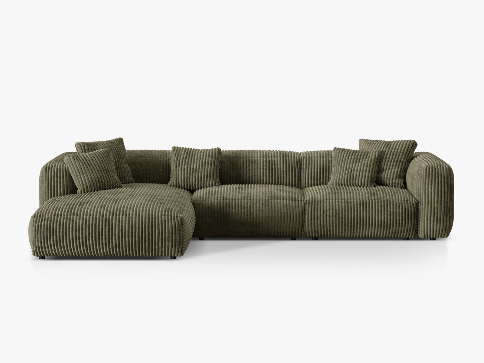 Micadoni Ecksofa Martina 3-Sitzer Links Kord Tilia Moßgrün