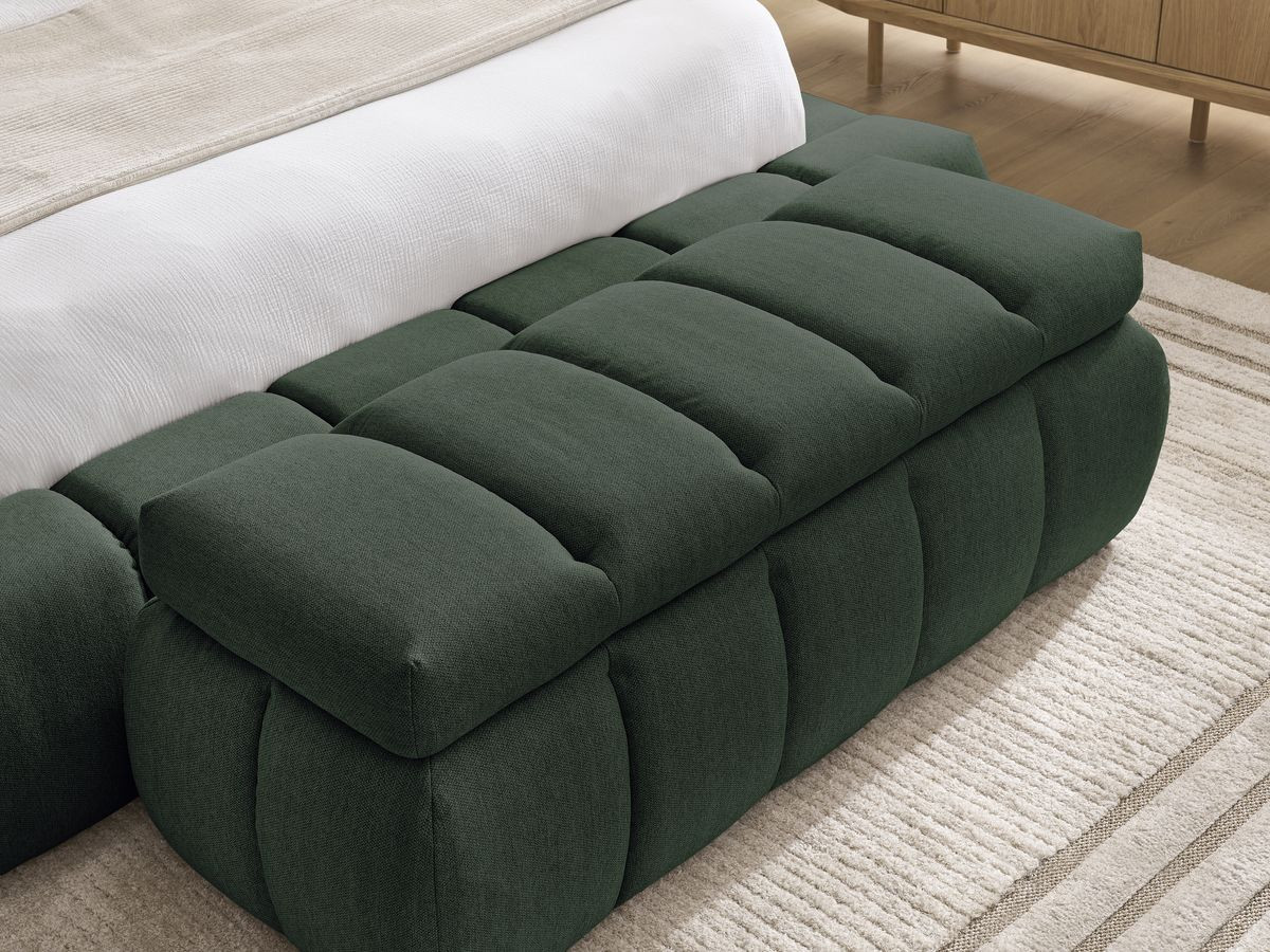 Bobochic Denali Polsterbett mit Bettkasten mit Bettbank Stoff Grün, Liegefläche 180 × 200 cm