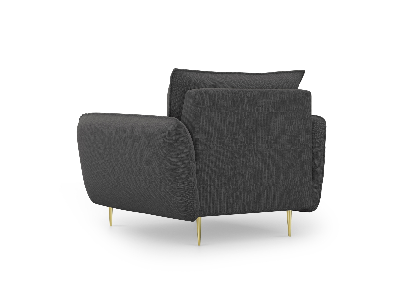 Cosmopolitan Design Sessel Vienna Strukturierter Stoff Positano Dunkelgrau Melange Beine Gold