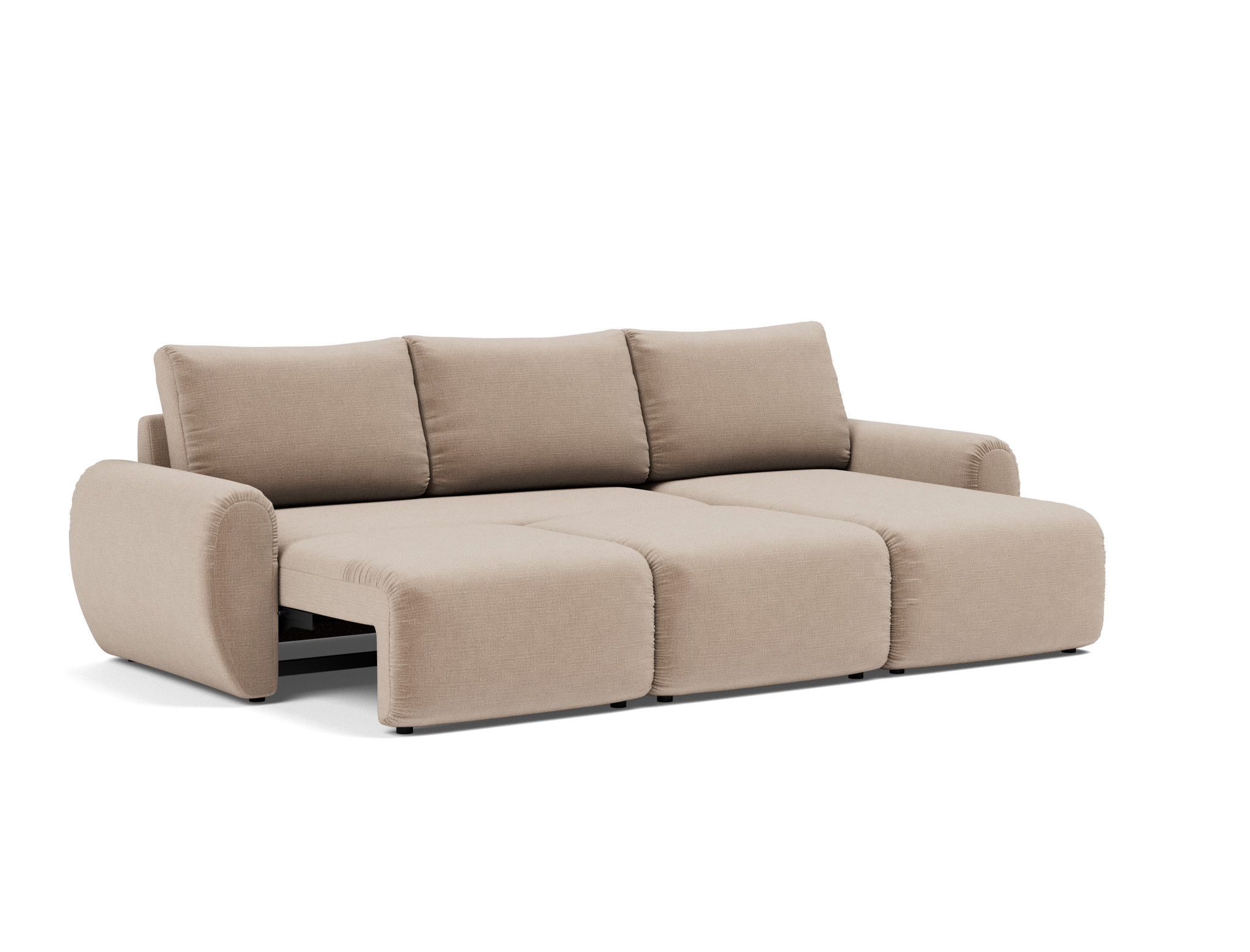 Schlafsofa Norum mit Chaiselongue und Curve-Armlehnen Chenille Esina 417-Mocha