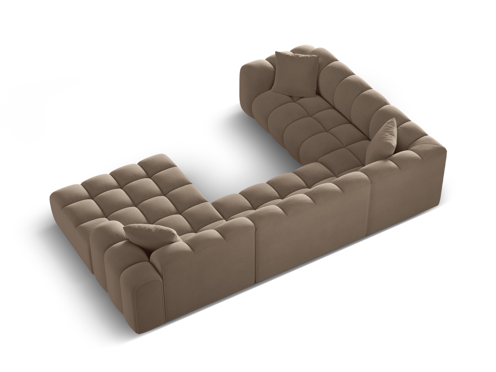 Cosmopolitan Design Panoramasofa Treno 4-Sitzer Samt Bluvel Cappuccino Links