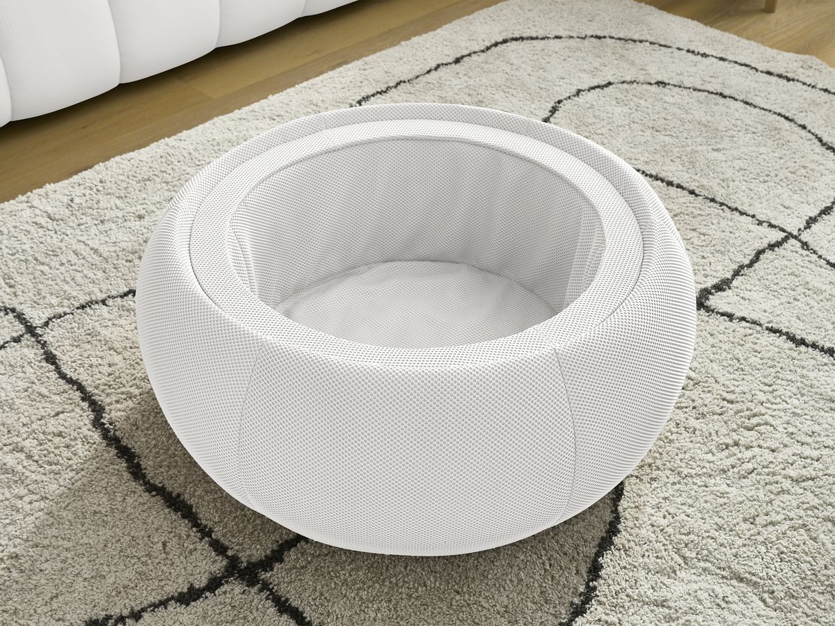 Bobochic Hayden Sofa 3-Sitzer mit Pouf 256 × 107 cm Mesh-Stoff Weiß