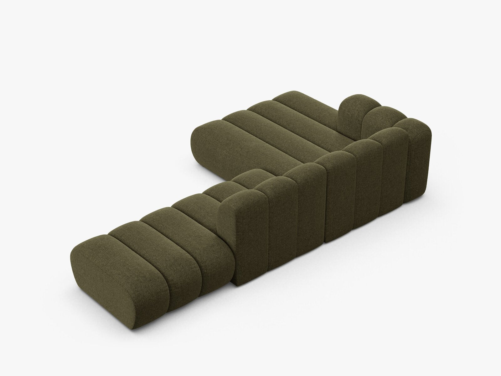 Micadoni Modulares Ecksofa offen Lupine 5-Sitzer Links Chenille Eden Grün