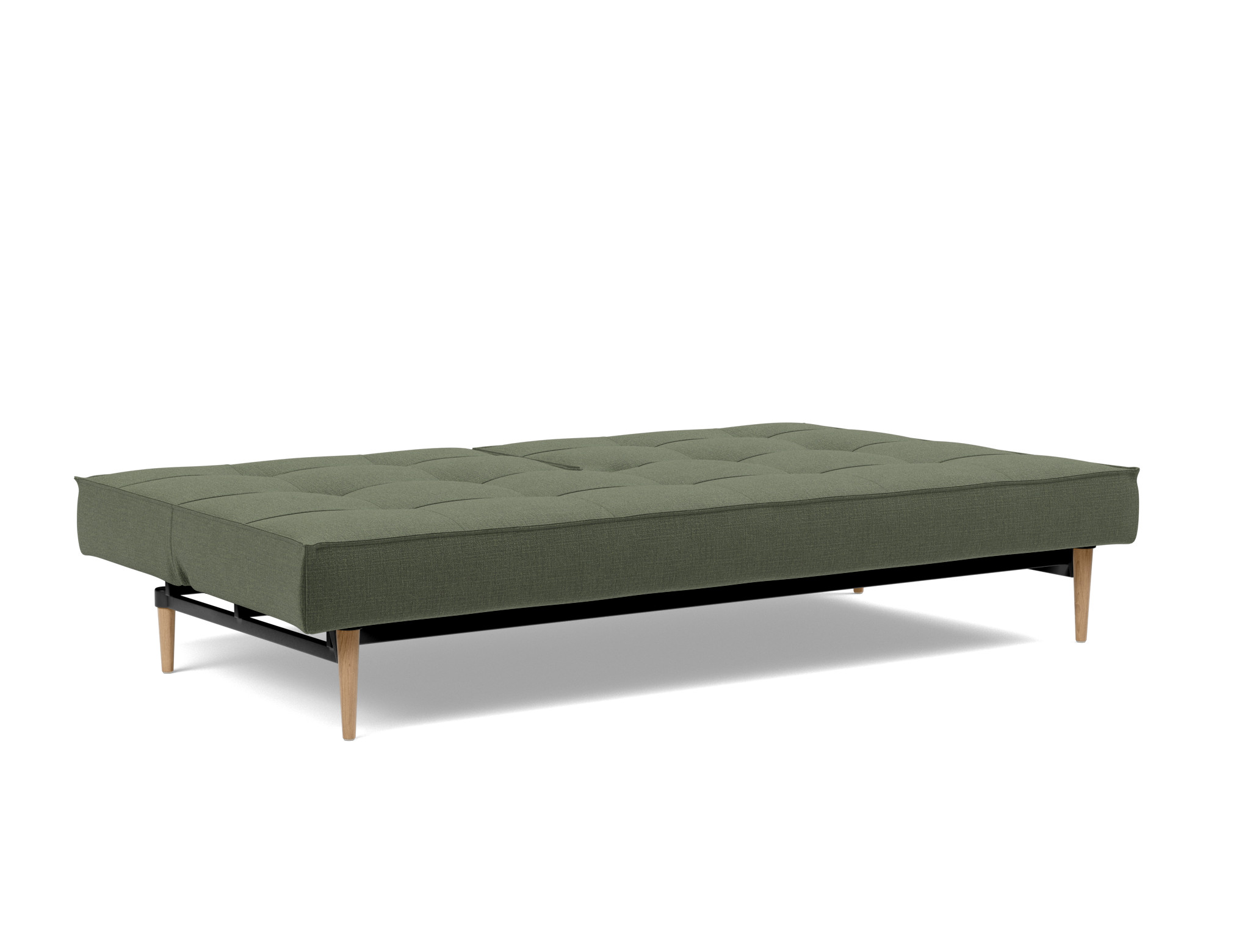 Schlafsofa Splitback Chenille Esina 413-Olive-Green Beine Styletto Eiche hell