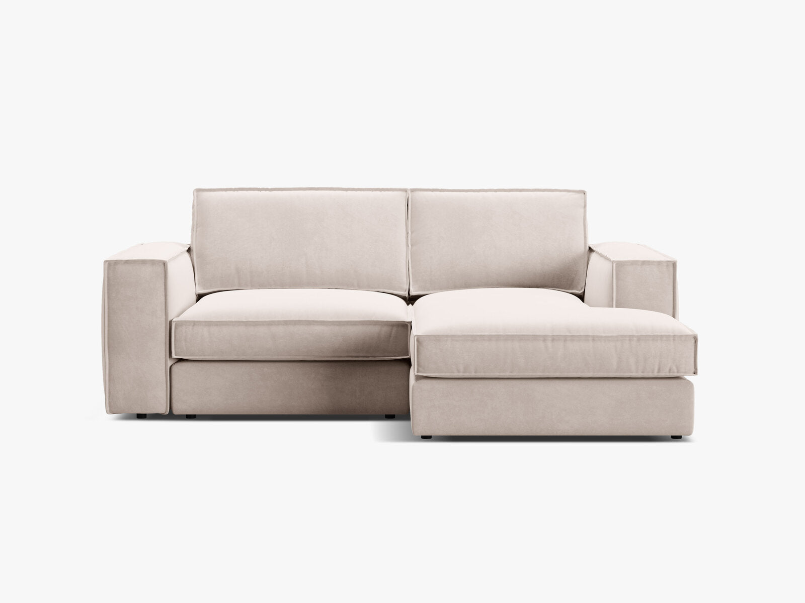 Micadoni modulares Ecksofa Pola 2-Sitzer kleine Version Rechts Samt Salvador Beige