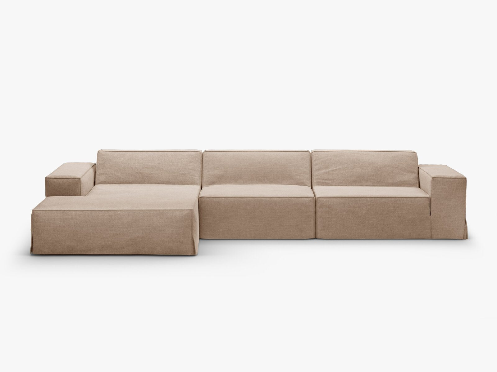 Micadoni Ersatzbezug Ecksofa Jodie 4-Sitzer Strukturierter Stoff Lins Sand Links