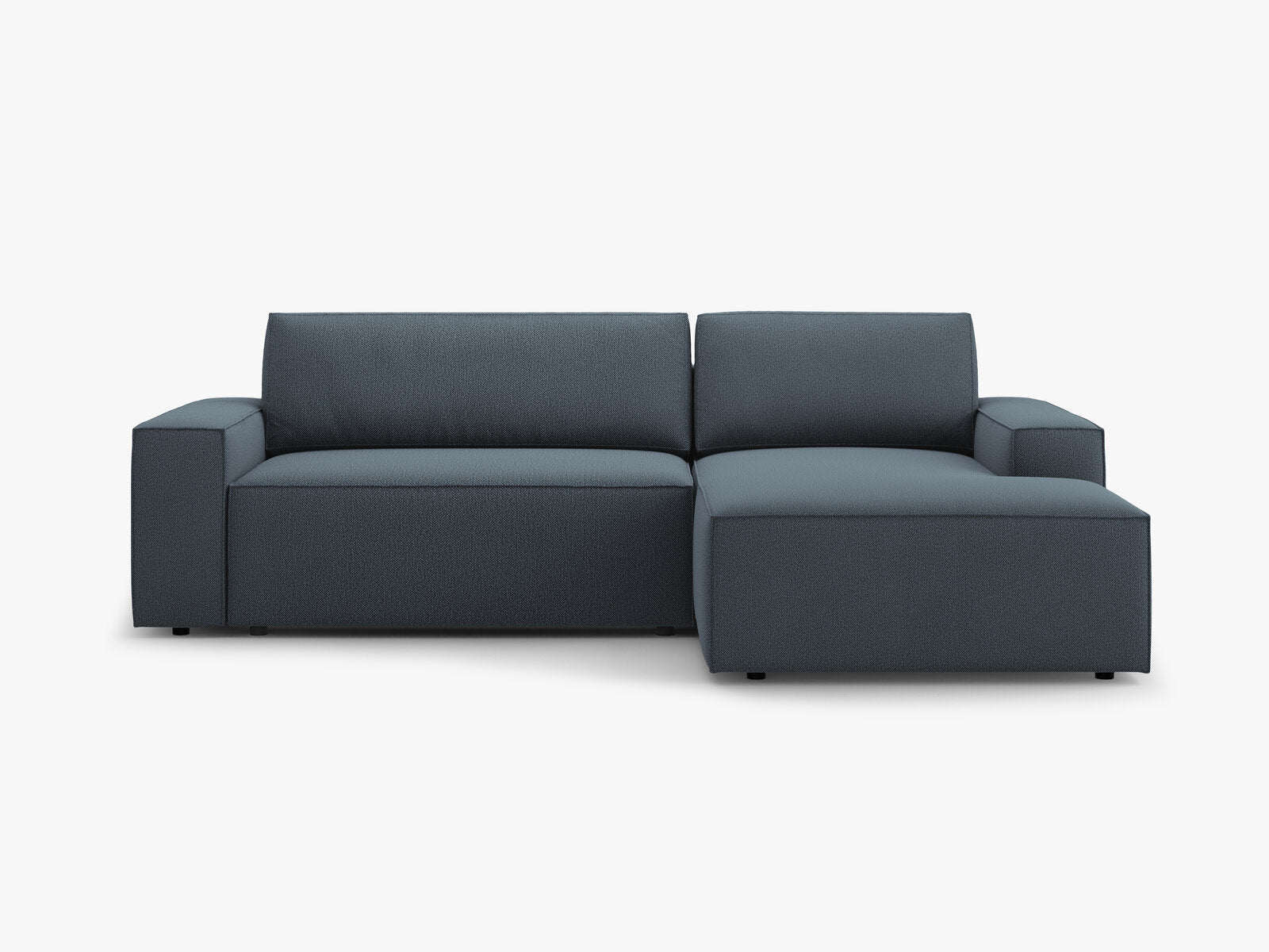Micadoni Schlaf-Ecksofa Jodie 3-Sitzer Rechts Strukturierter Stoff Blau