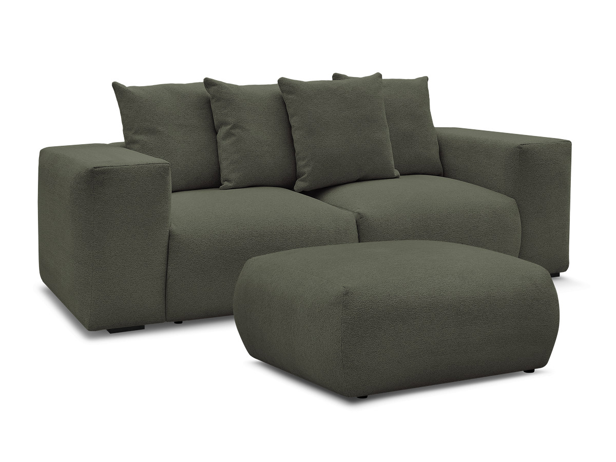 Bobochic Voltaire Sofa 4-Sitzer mit Pouf 248 × 100 cm Melange-Stoff Grün