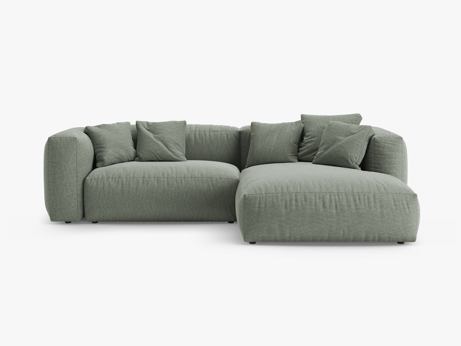 Micadoni Martina Ecksofa 4-Sitzer mit Schlaffunktion Rechts Strukturierter Stoff Boston Moosgrün