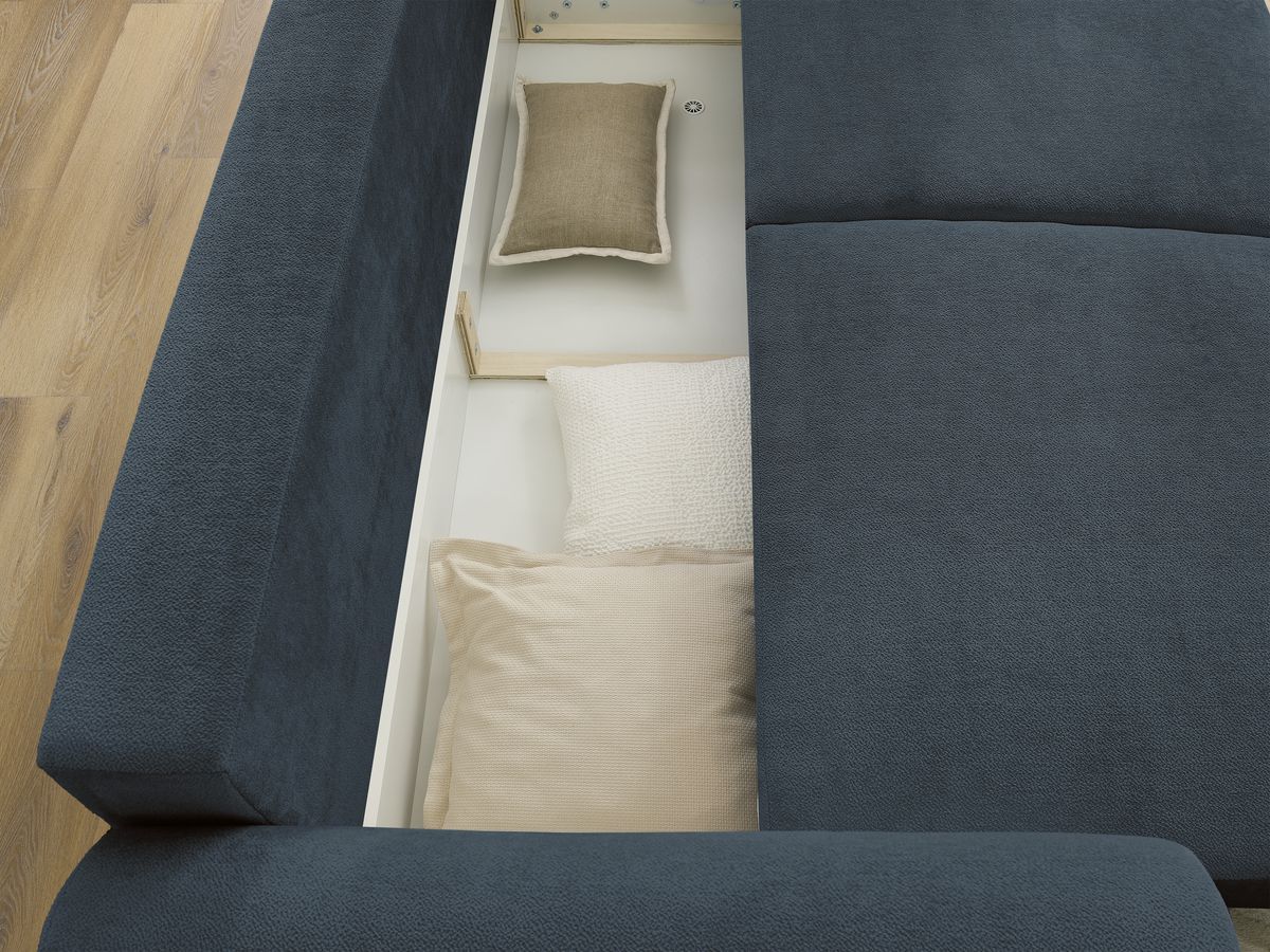 Bobochic Lucien Schlafsofa 3-Sitzer mit Bettkasten Stoff Dunkelblau