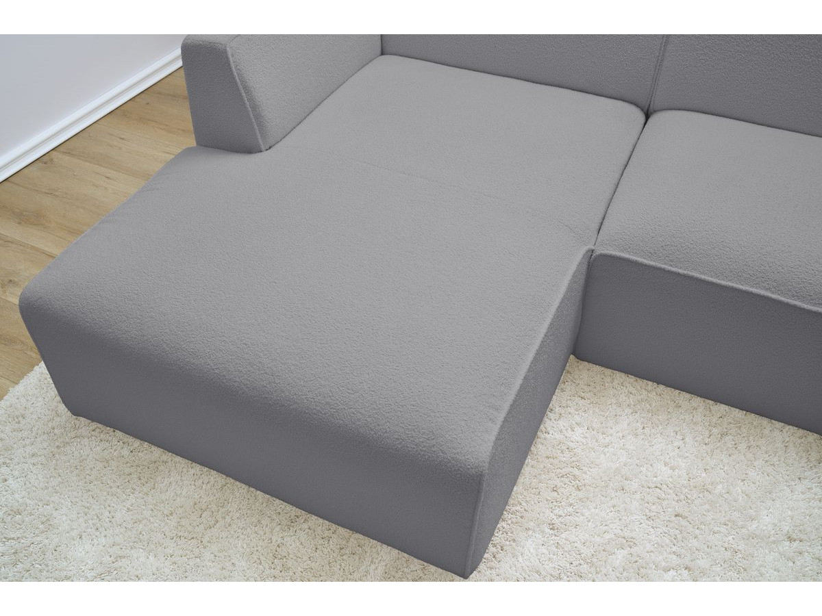 Bobochic Megeve Ecksofa Bouclé-Stoff Hellgrau Ecke links