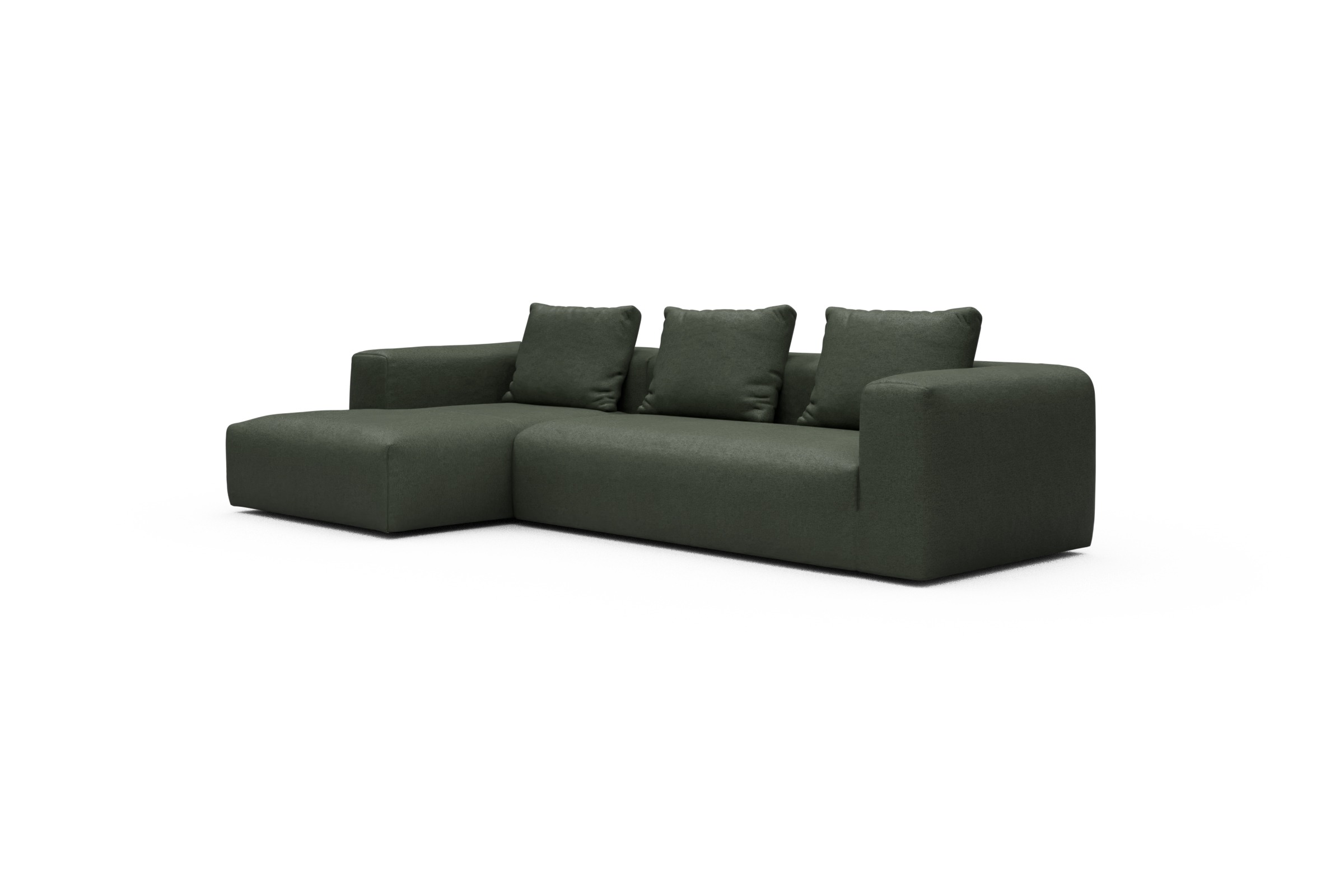 Ecksofa Fred Chaiselongue links mit 2,5-Sitzer Denari-Forest-Green